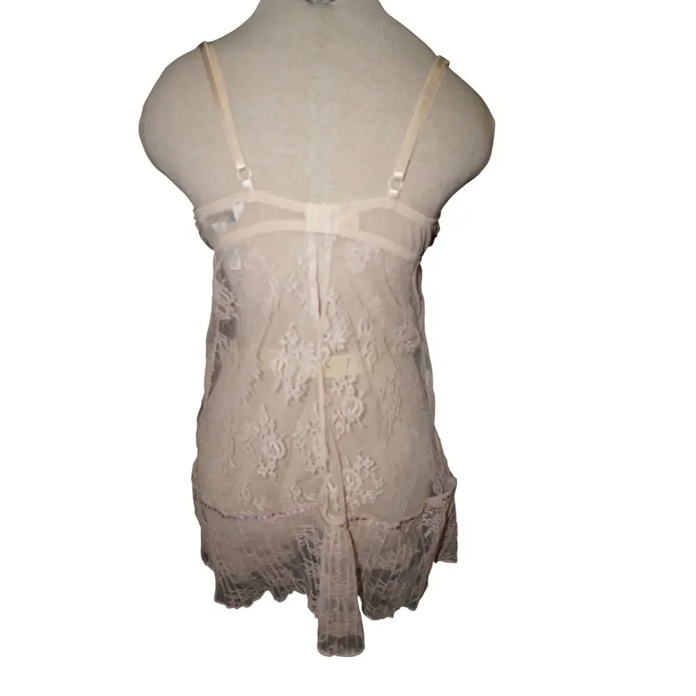 Delicates Lace Babydoll Chemise White Purple Coquette Fairycore Lingerie L - Picture 9 of 15